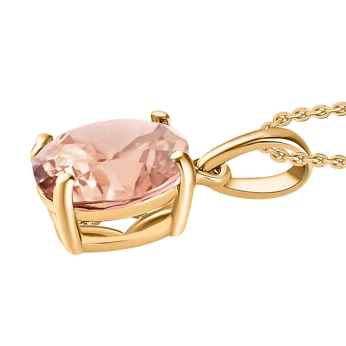 Luxoro Premium Pink Morganite 2.40 ctw Solitaire Pendant Necklace 20 Inches in 14K Yellow Gold image number 2