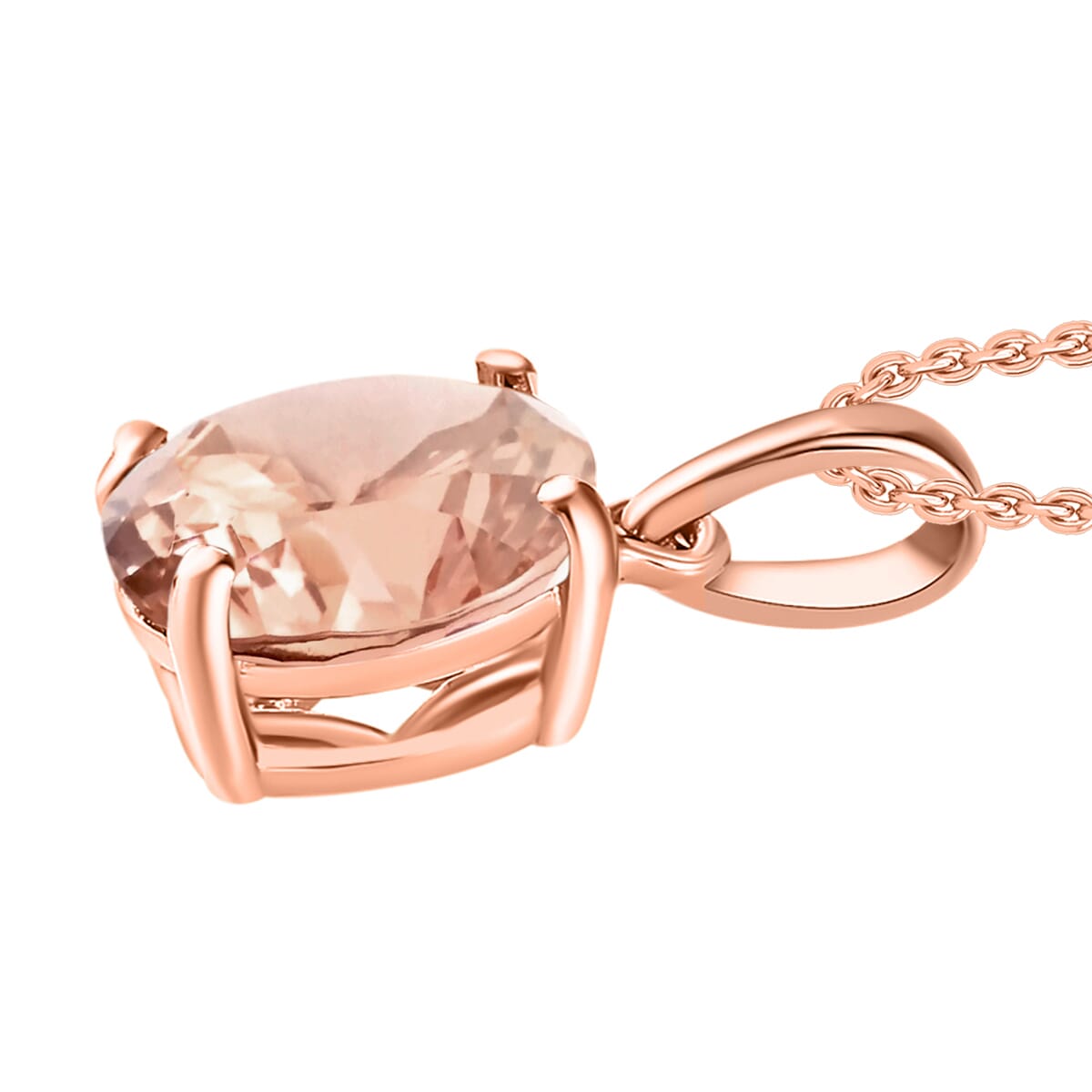 Luxoro Premium Pink Morganite 2.40 ctw Solitaire Pendant Necklace 20 Inches in 14K Rose Gold image number 2