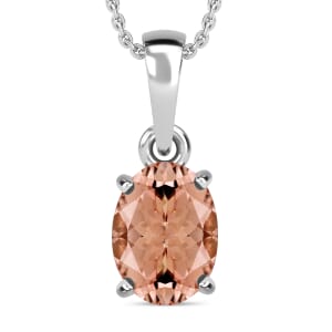 Rhapsody AAAA Pink Morganite 1.40 ctw Solitaire Pendant Necklace 20 Inches in 950 Platinum