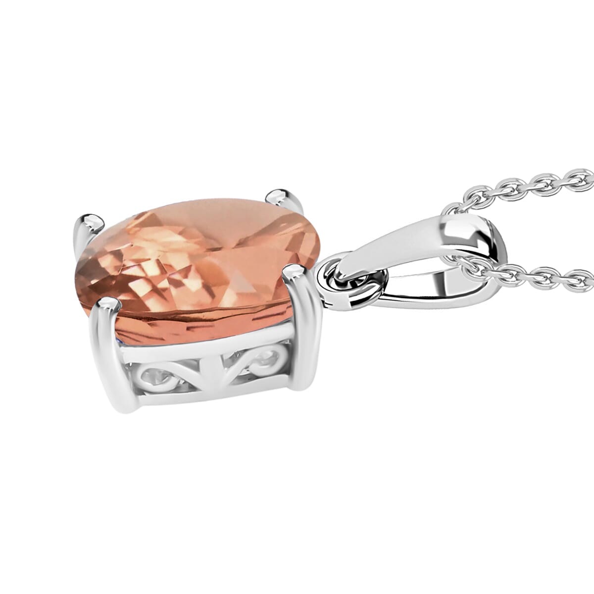 Rhapsody AAAA Pink Morganite 1.40 ctw Solitaire Pendant Necklace 20 Inches in 950 Platinum image number 2
