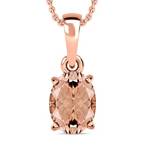 Rhapsody AAAA Pink Morganite 1.40 ctw Solitaire Pendant Necklace 20 Inches in 18K Rose Gold