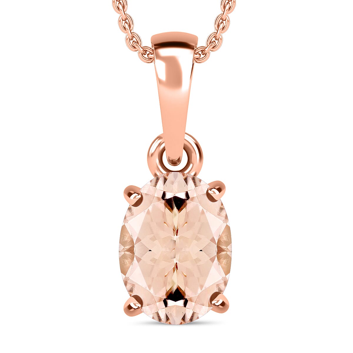 D'Joy Pink Morganite 1.40 ctw Solitaire Pendant Necklace 20 Inches in Vermeil Rose Gold Over Sterling Silver image number 0