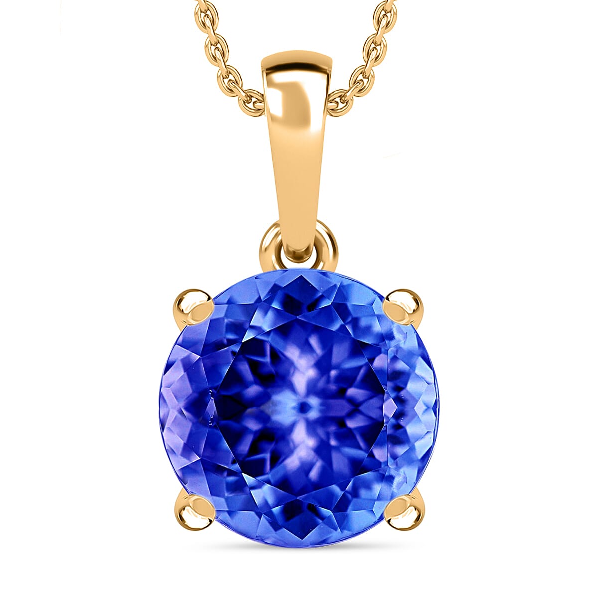 Rhapsody AAAA Tanzanite 3.70 ctw Solitaire Pendant Necklace 20 Inches in 18K Yellow Gold image number 0