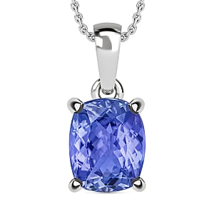 Luxoro Premium Tanzanite 5.00 ctw Solitaire Pendant Necklace 20 Inches in 14K White Gold (Del. in 10-12 Days)