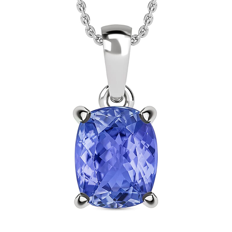Luxoro Premium Tanzanite 5.00 ctw Solitaire Pendant Necklace 20 Inches in 14K White Gold