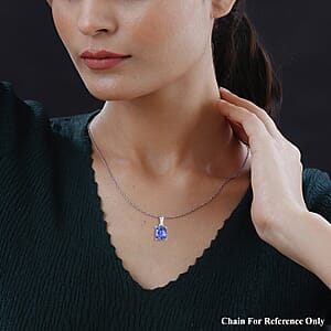 Luxoro Premium Tanzanite 5.00 ctw Solitaire Pendant Necklace 20 Inches in 14K White Gold (Del. in 10-12 Days)