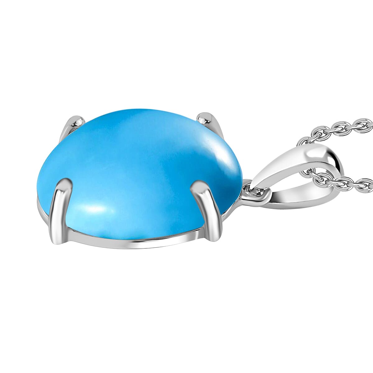 Rhapsody AAAA Sleeping Beauty Turquoise 7.00 ctw Solitaire Pendant Necklace 20 Inches in 950 Platinum
