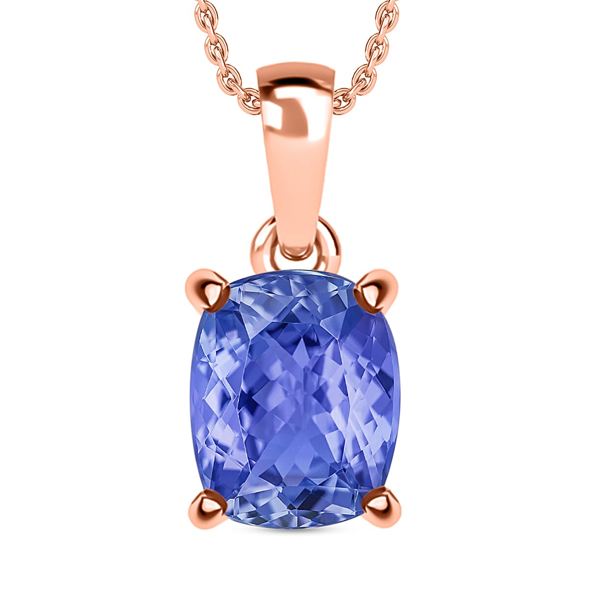 Luxoro Premium Tanzanite 5.00 ctw Solitaire Pendant Necklace 20 Inches in 14K Rose Gold image number 0