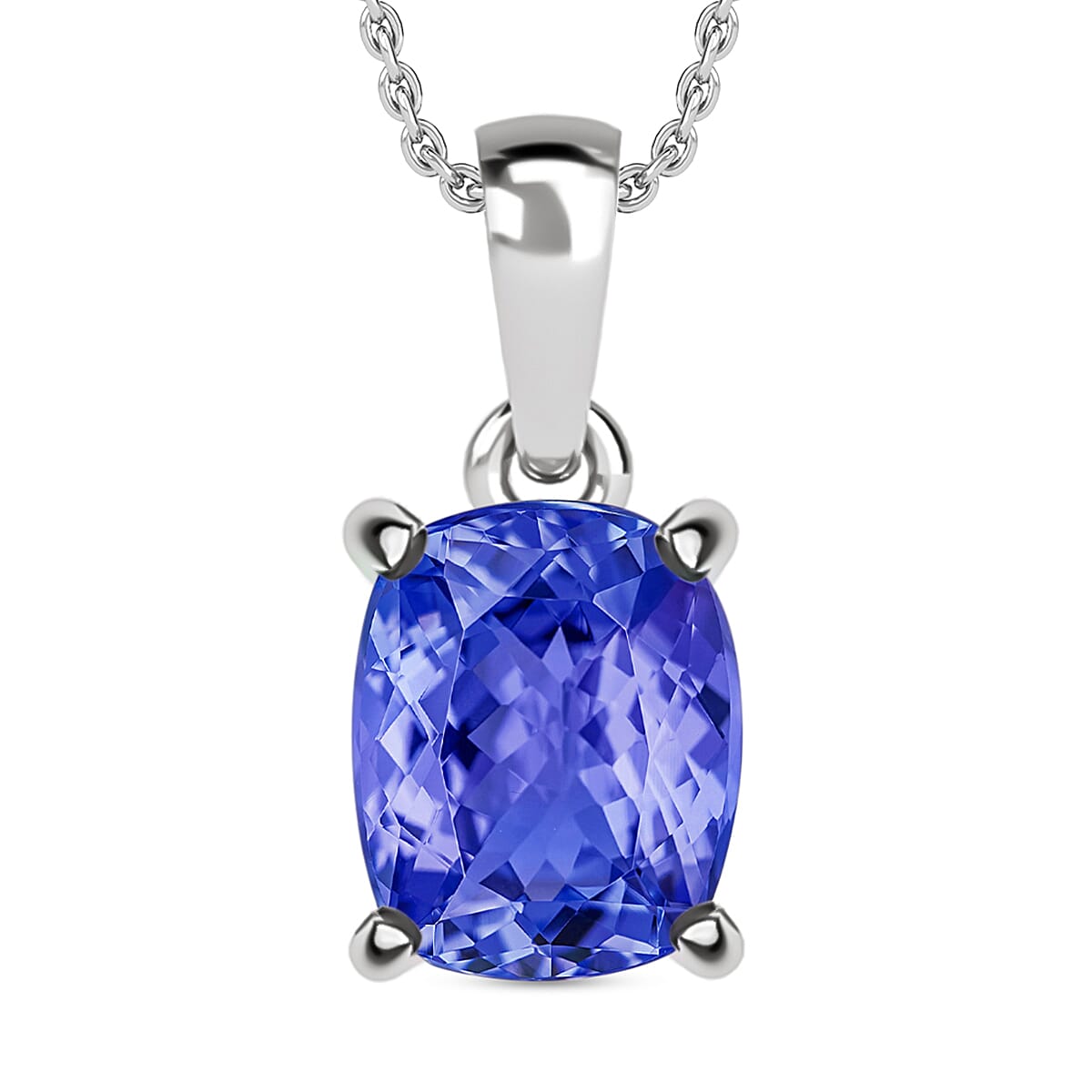 Rhapsody AAAA Tanzanite 5.00 ctw Solitaire Pendant Necklace 20 Inches in 18K White Gold image number 0