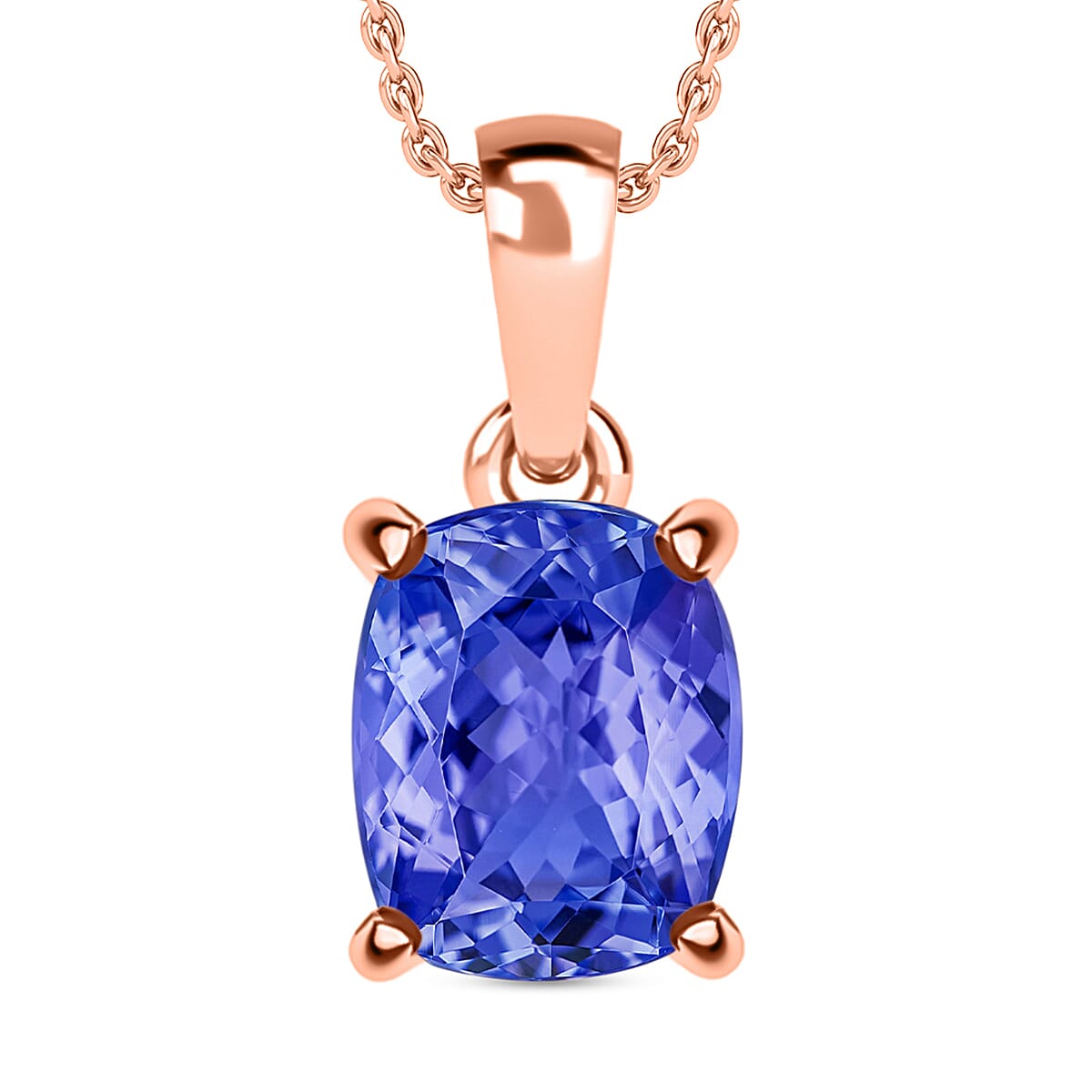 Rhapsody AAAA Tanzanite 5.00 ctw Solitaire Pendant Necklace 20 Inches in 18K Rose Gold image number 0
