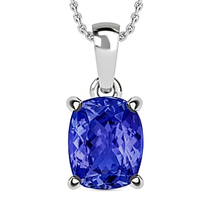 Rhapsody AAAA Tanzanite 5.00 ctw Solitaire Pendant Necklace 20 Inches in 950 Platinum (Del. in 10-12 Days)
