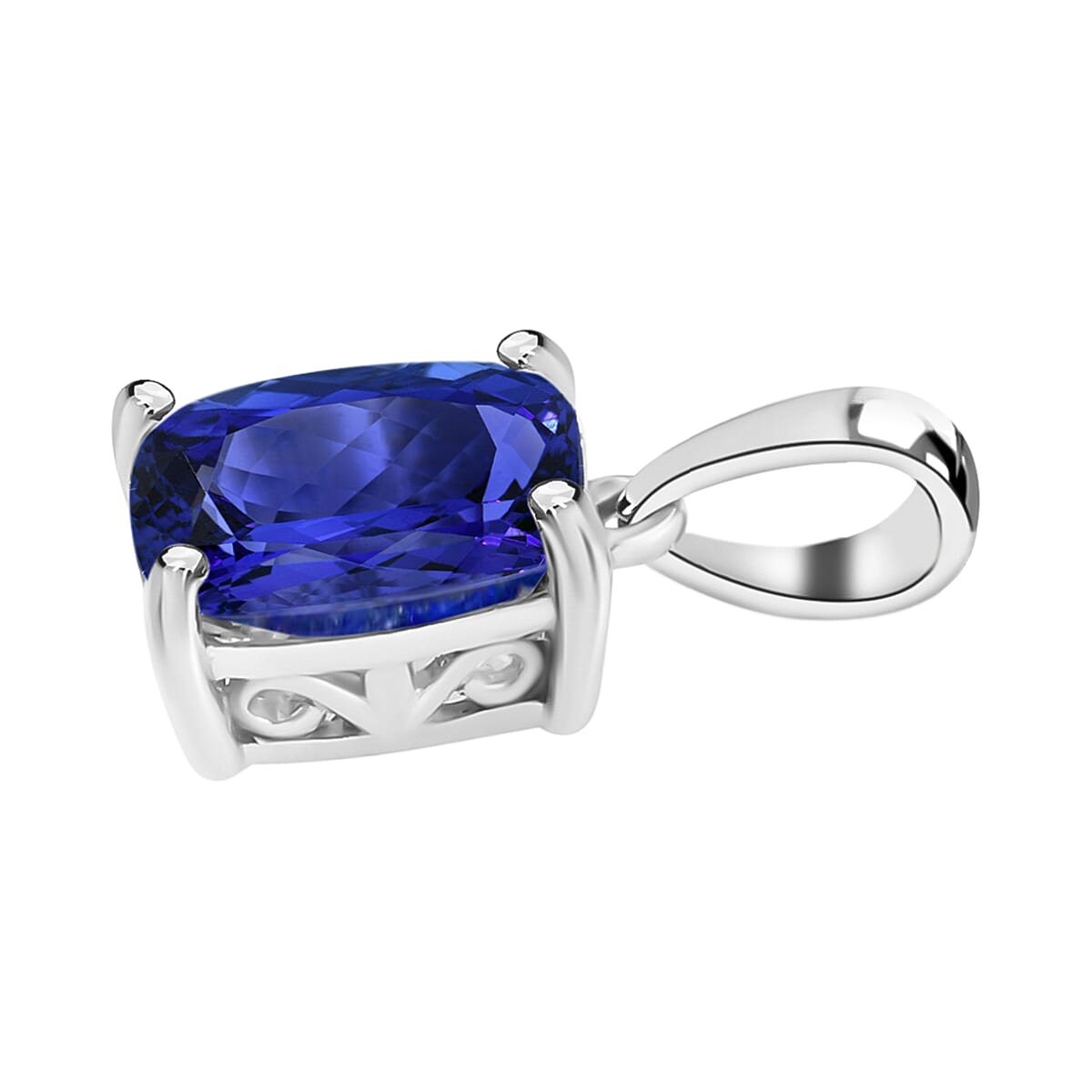 Rhapsody AAAA Tanzanite 5.00 ctw Solitaire Pendant Necklace 20 Inches in 950 Platinum image number 2