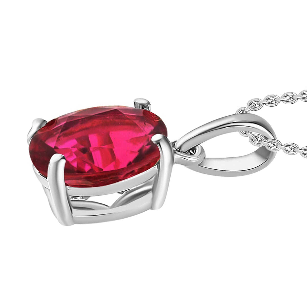 Rhapsody AAAA Ouro Fino Rubellite 2.50 ctw Solitaire Pendant Necklace 20 Inches in 18K White Gold image number 2