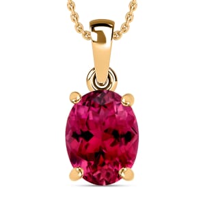 Rhapsody AAAA Ouro Fino Rubellite 2.50 ctw Solitaire Pendant Necklace 20 Inches in 18K Yellow Gold