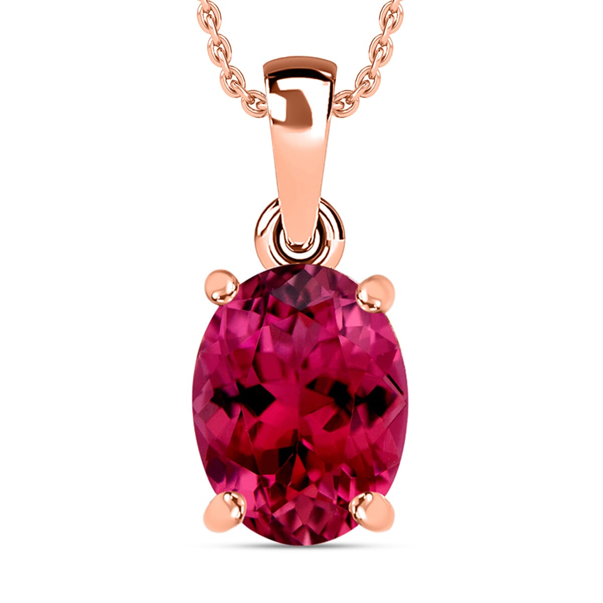 Rhapsody AAAA Ouro Fino Rubellite 2.50 ctw Solitaire Pendant Necklace 20 Inches in 18K Rose Gold image number 0