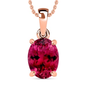 Rhapsody AAAA Ouro Fino Rubellite 2.50 ctw Solitaire Pendant Necklace 20 Inches in 18K Rose Gold