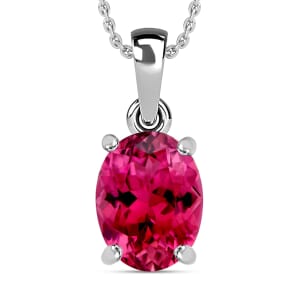 Luxoro Premium Ouro Fino Rubellite 2.50 ctw Solitaire Pendant Necklace 20 Inches in 14K White Gold