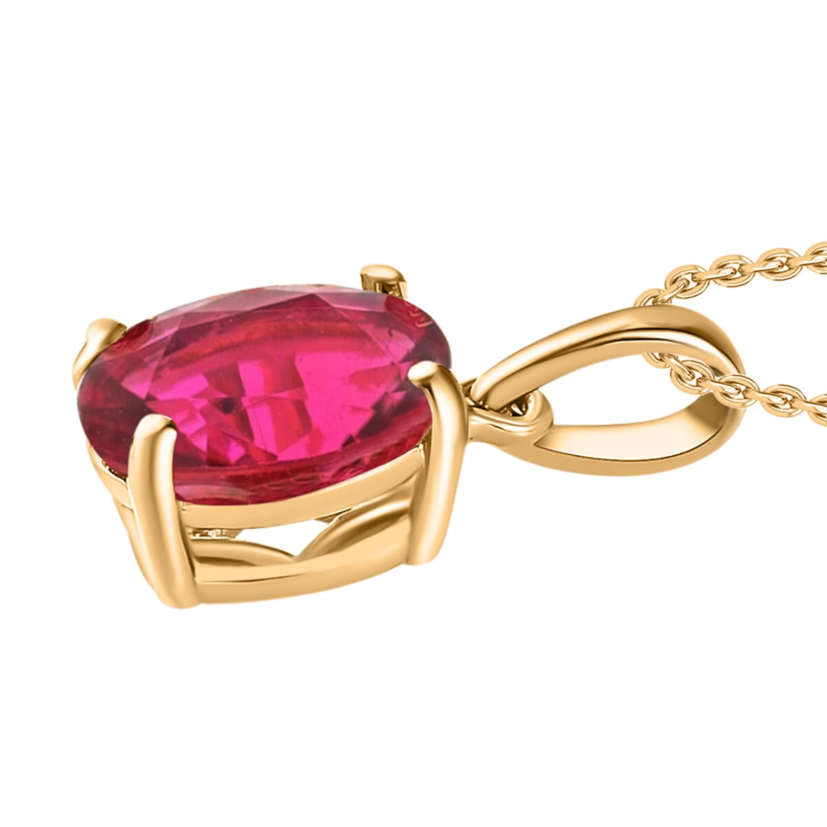 Luxoro Premium Ouro Fino Rubellite 2.50 ctw Solitaire Pendant Necklace 20 Inches in 14K Yellow Gold image number 2