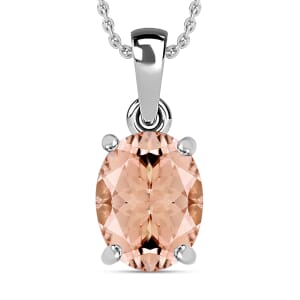 Premium Marropino Morganite 2.40 ctw Solitaire Pendant Necklace 20 Inches in Platinum Over Sterling Silver