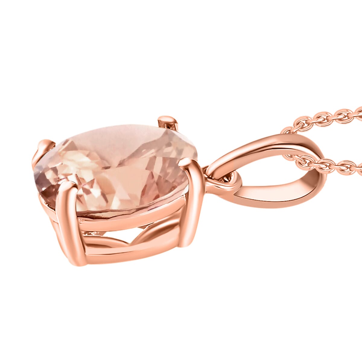 Premium Marropino Morganite 2.40 ctw Solitaire Pendant Necklace 20 Inches in Vermeil Rose Gold Over Sterling Silver image number 2