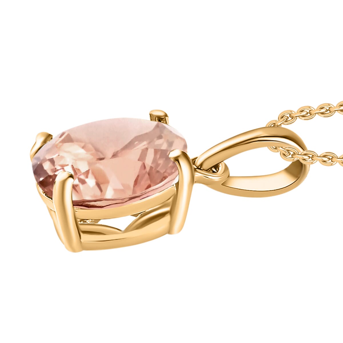 Premium Marropino Morganite 2.40 ctw Solitaire Pendant Necklace 20 Inches in Vermeil Yellow Gold Over Sterling Silver image number 2