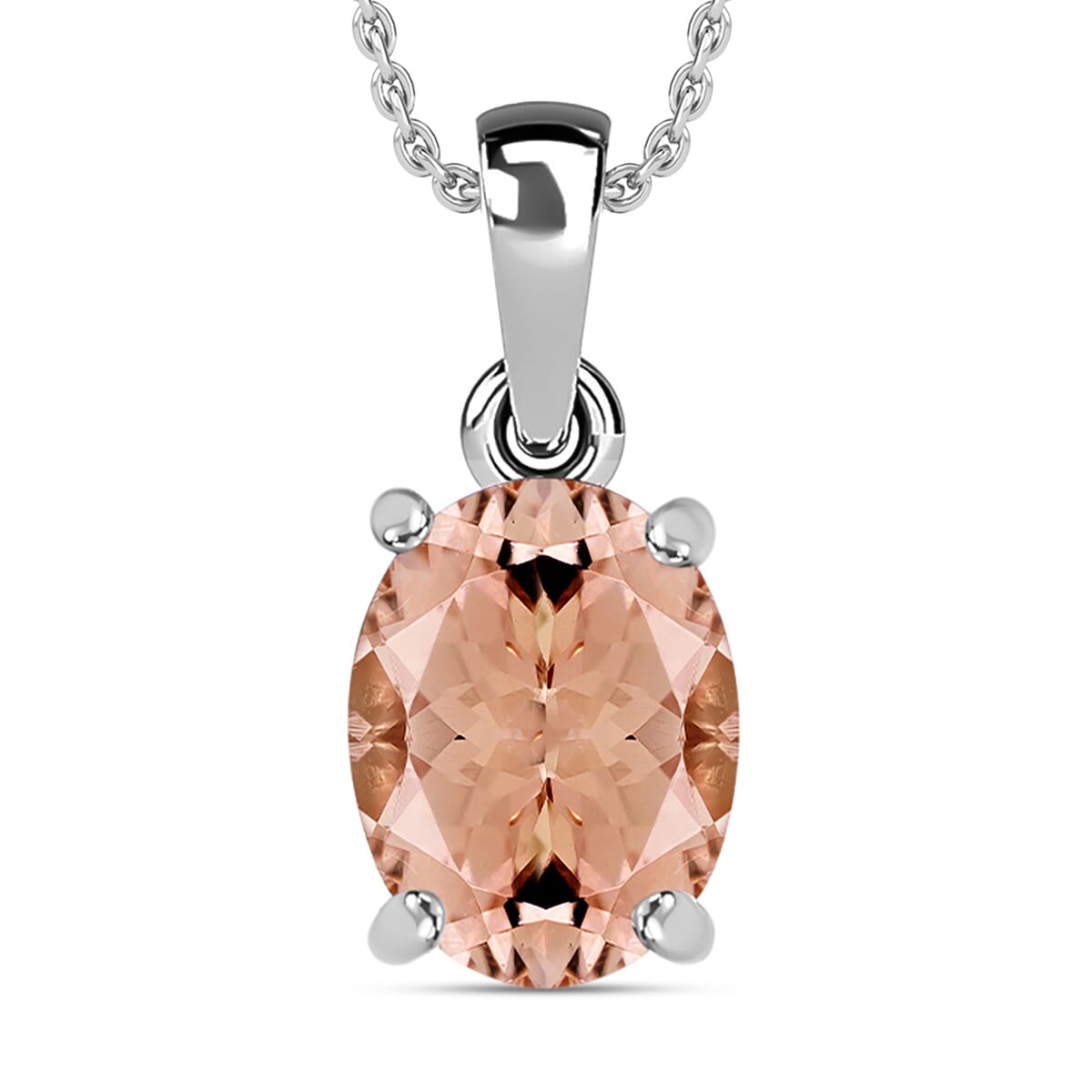 Luxoro AAA Marropino Morganite 2.40 ctw Solitaire Pendant Necklace 20 Inches in 14K White Gold image number 0