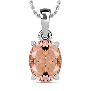 Luxoro AAA Marropino Morganite 2.40 ctw Solitaire Pendant Necklace 20 Inches in 14K White Gold