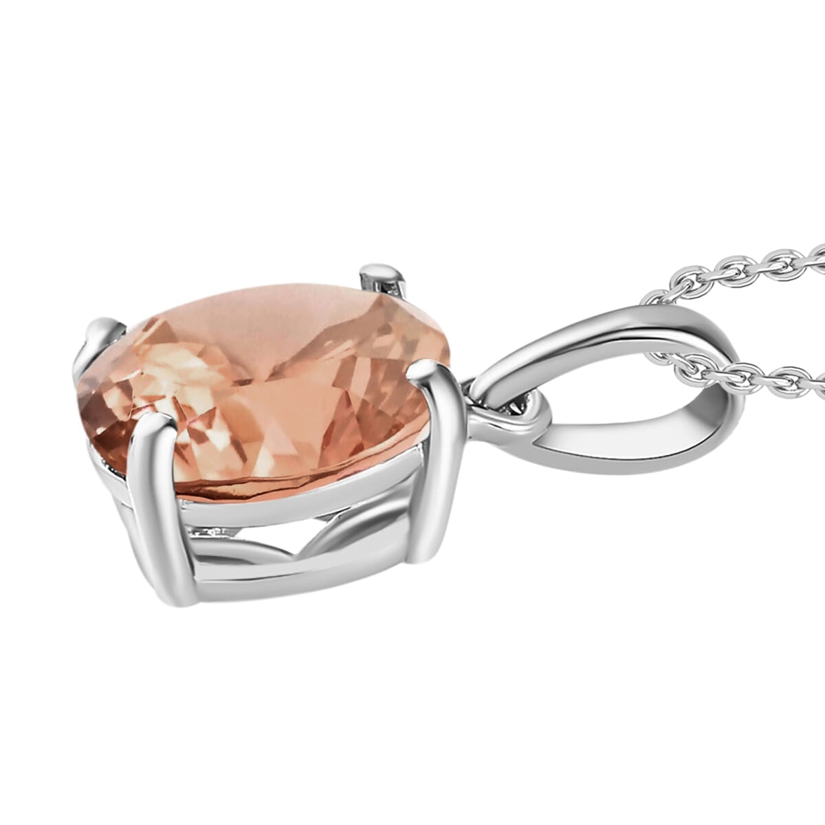 Luxoro AAA Marropino Morganite 2.40 ctw Solitaire Pendant Necklace 20 Inches in 14K White Gold image number 2