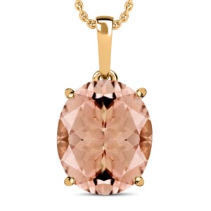 Luxoro AAA Marropino Morganite 4.50 ctw Solitaire Pendant Necklace 20 Inches in 14K Yellow Gold