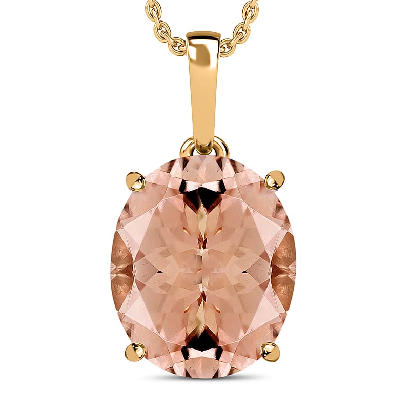 Luxoro AAA Marropino Morganite 4.40 ctw Solitaire Pendant Necklace 20 Inches in 14K Yellow Gold