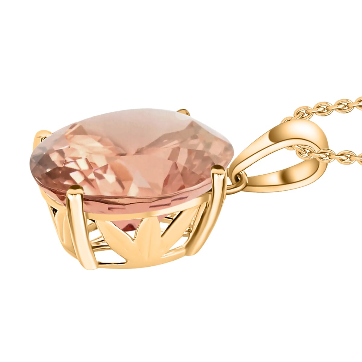 Luxoro 14K Yellow Gold AAA Marropino Morganite Solitaire Pendant Necklace 20 Inches 4.40 ctw image number 2