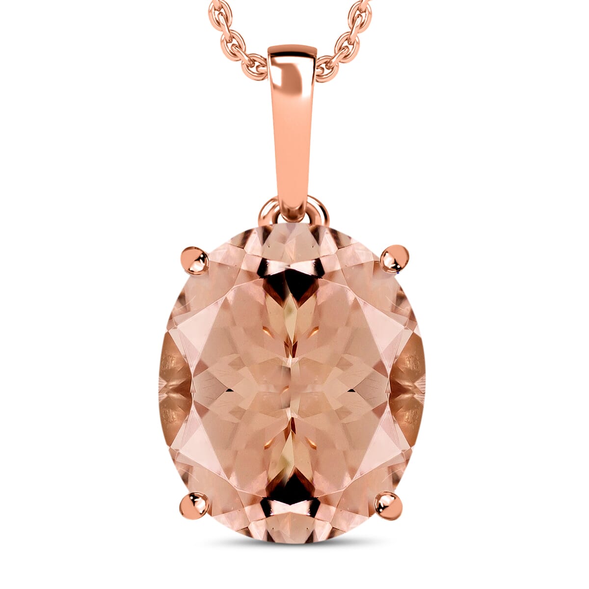 Luxoro AAA Marropino Morganite 4.50 ctw Solitaire Pendant Necklace 20 Inches in 14K Rose Gold image number 0