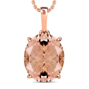Luxoro AAA Marropino Morganite 4.50 ctw Solitaire Pendant Necklace 20 Inches in 14K Rose Gold