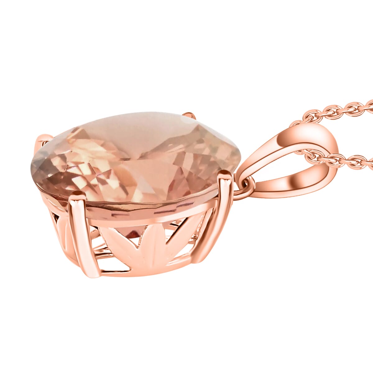 Luxoro AAA Marropino Morganite 4.50 ctw Solitaire Pendant Necklace 20 Inches in 14K Rose Gold image number 2