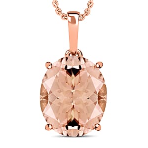 Premium Marropino Morganite 4.40 ctw Solitaire Pendant Necklace 20 Inches in Vermeil Rose Gold Over Sterling Silver (Del. in 10-12 Days)
