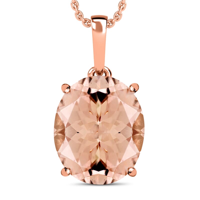 Premium Marropino Morganite 4.40 ctw Solitaire Pendant Necklace 20 Inches in Vermeil Rose Gold Over Sterling Silver