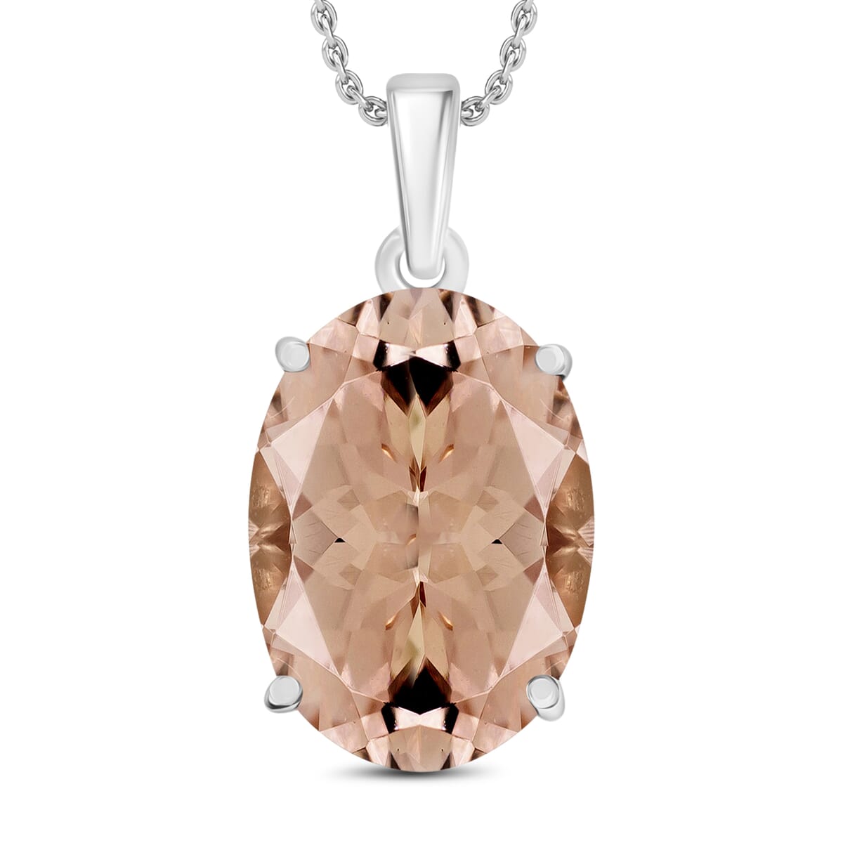 Luxoro 14K White Gold AAA Marropino Morganite Solitaire Pendant Necklace 20 Inches 7.00 ctw image number 0