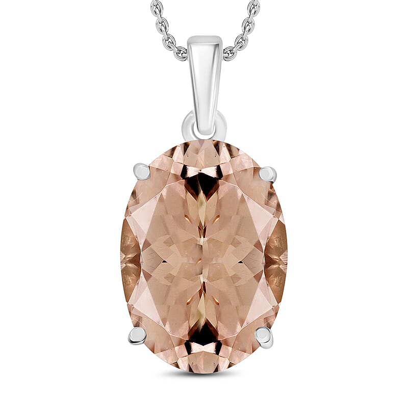 Luxoro 14K White Gold AAA Marropino Morganite Solitaire Pendant Necklace 20 Inches 7.00 ctw