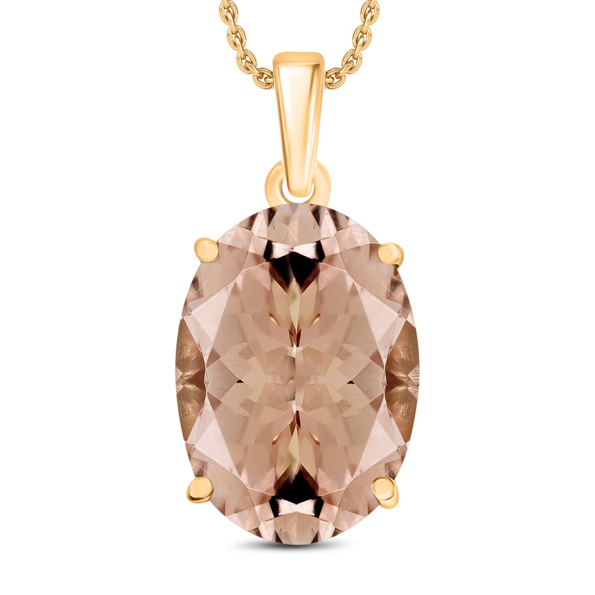 Luxoro 14K Yellow Gold AAA Marropino Morganite Solitaire Pendant Necklace 20 Inches 7.00 ctw image number 0