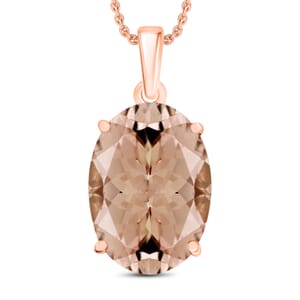 Luxoro 14K Rose Gold AAA Marropino Morganite Solitaire Pendant Necklace 20 Inches 7.00 ctw