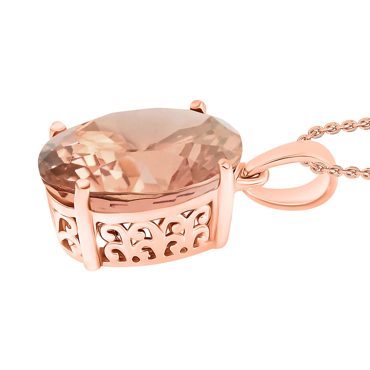 Luxoro 14K Rose Gold AAA Marropino Morganite Solitaire Pendant Necklace 20 Inches 7.00 ctw image number 2