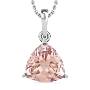 Premium Marropino Morganite Solitaire Pendant Necklace 20 Inches in Platinum Over Sterling Silver 1.30 ctw
