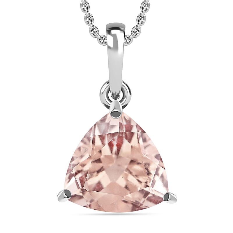 Premium Marropino Morganite 1.30 ctw Solitaire Pendant Necklace 20 Inches in Platinum Over Sterling Silver