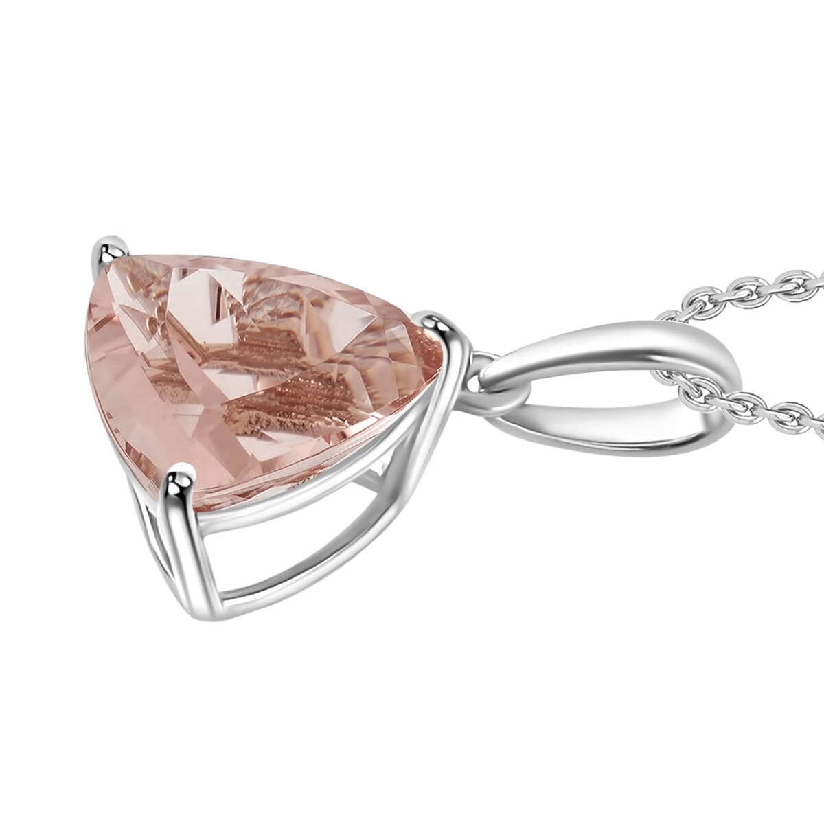 Premium Marropino Morganite Solitaire Pendant Necklace 20 Inches in Platinum Over Sterling Silver 1.30 ctw image number 2