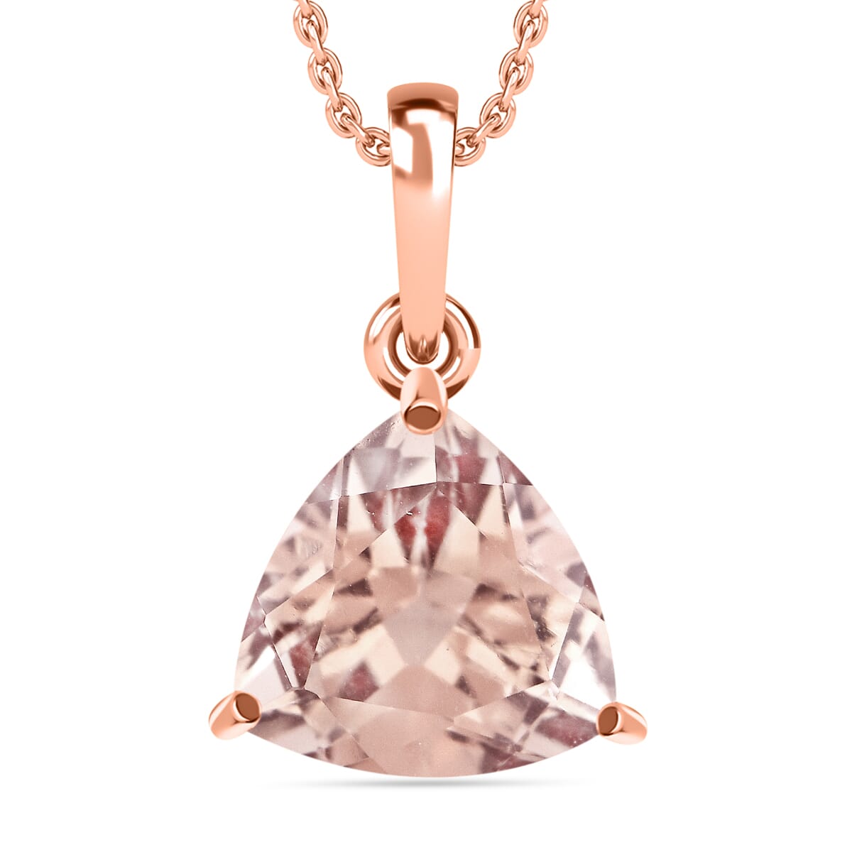 Premium Marropino Morganite 1.30 ctw Solitaire Pendant Necklace 20 Inches in Vermeil Rose Gold Over Sterling Silver image number 0