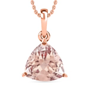 Premium Marropino Morganite 1.30 ctw Solitaire Pendant Necklace 20 Inches in Vermeil Rose Gold Over Sterling Silver