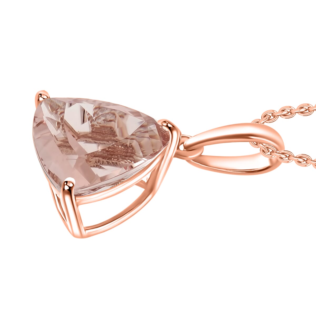 Premium Marropino Morganite 1.30 ctw Solitaire Pendant Necklace 20 Inches in Vermeil Rose Gold Over Sterling Silver image number 2