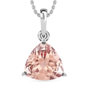 Luxoro AAA Marropino Morganite 1.30 ctw Solitaire Pendant Necklace 20 Inches in 14K White Gold
