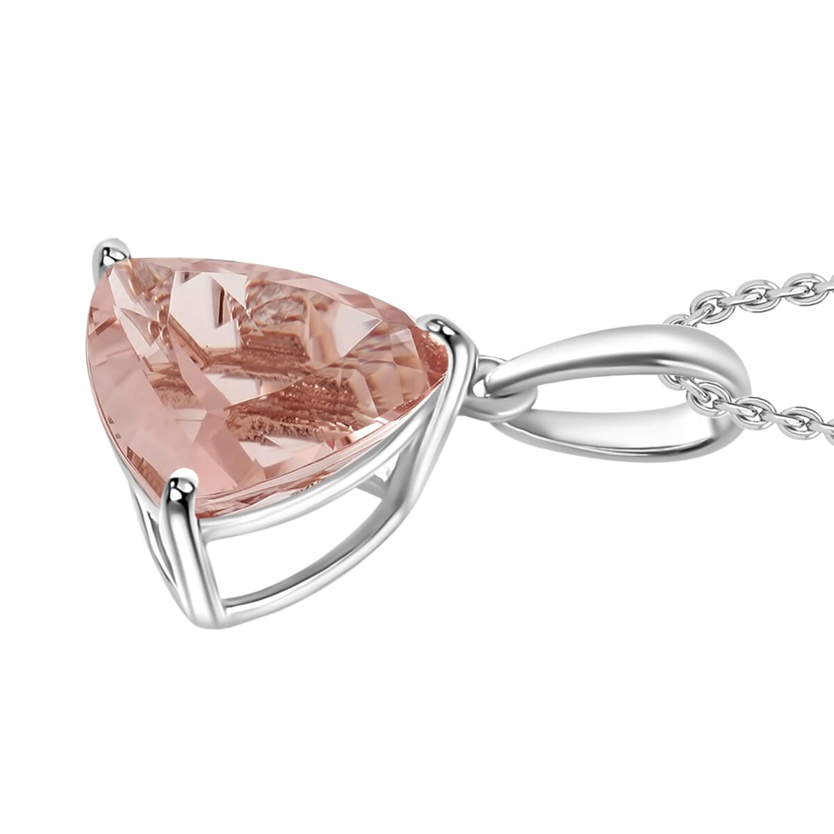 Premium Marropino Morganite Solitaire Pendant Necklace 20 Inches in Platinum Over Sterling Silver 1.30 ctw image number 2