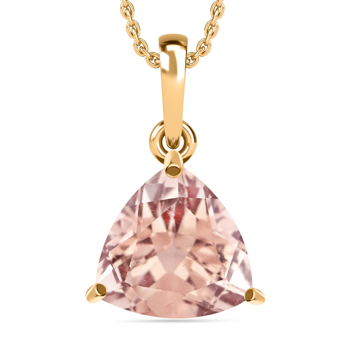 Luxoro AAA Marropino Morganite 1.30 ctw Solitaire Pendant Necklace 20 Inches in 14K Yellow Gold image number 0